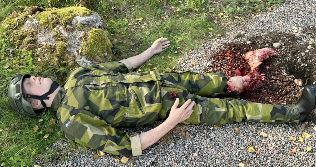 En av Svenska Räddningsprodukters realistiska övningsdockor.